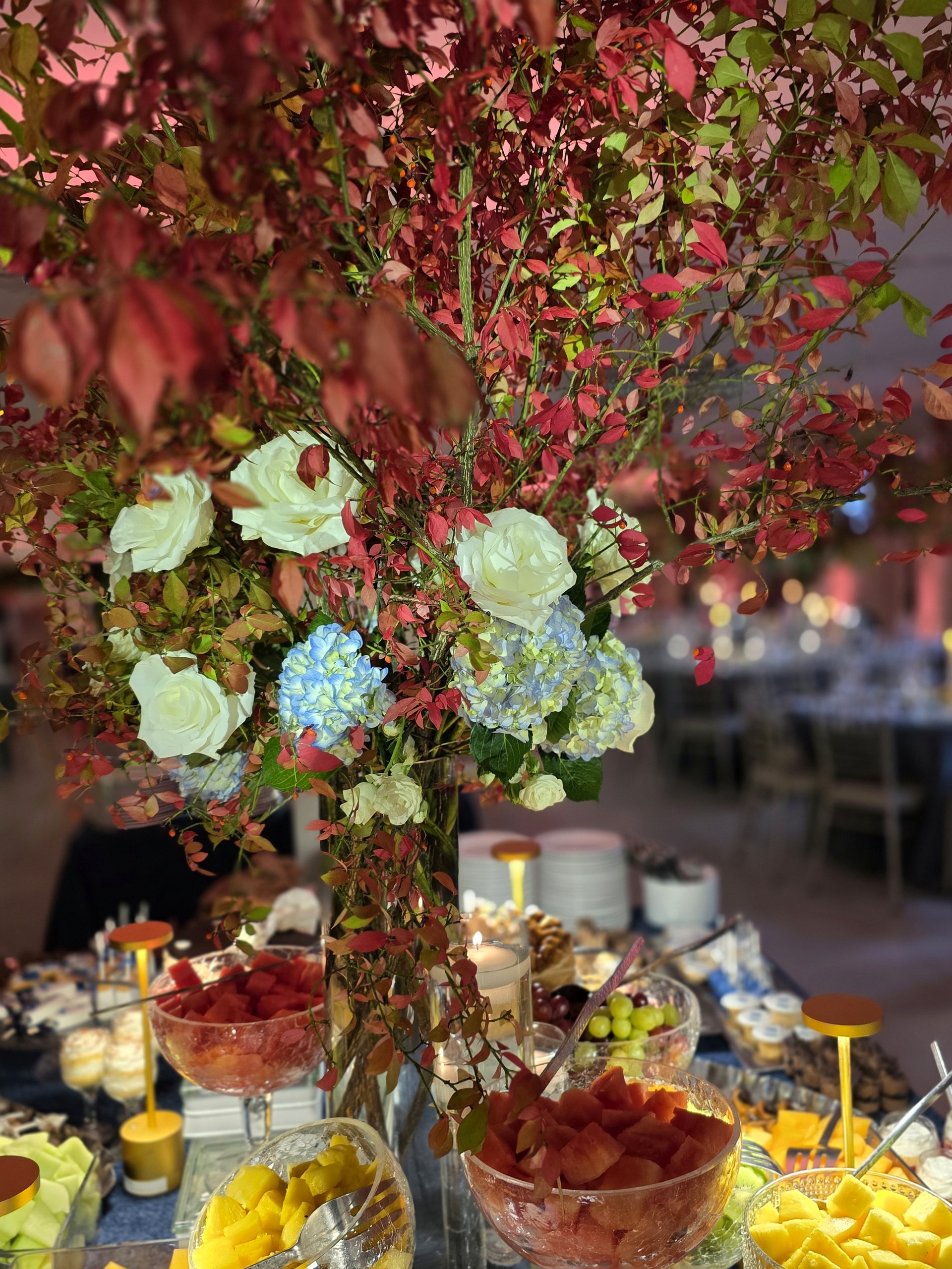 A maple over the dessert table